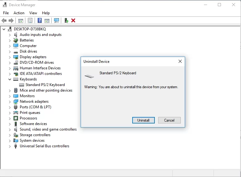 Fare clic sul pulsante Disinstalla per procedere.