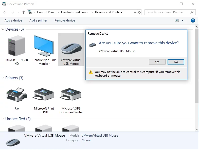 故障したデバイスをPCから取り外します。