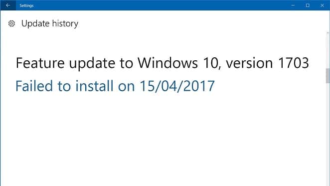 Windows 10 CreatorUpdateのインストールに失敗する問題を修正