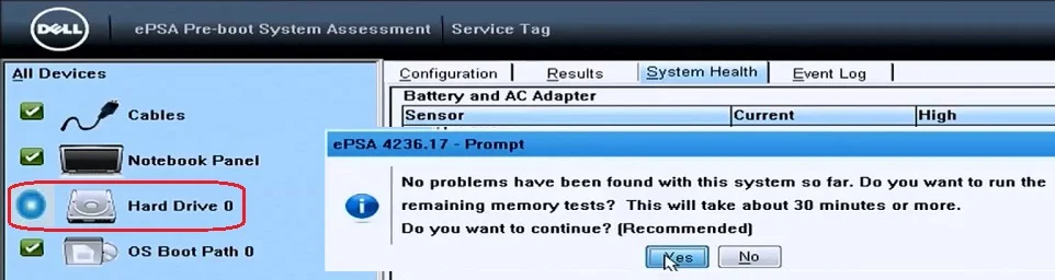 Eseguire la diagnostica all'avvio per verificare se il disco rigido non funziona