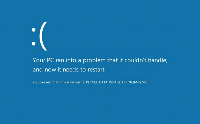 Correggi l'ERRORE BSOD KERNEL_DATA_INPAGE_ERROR