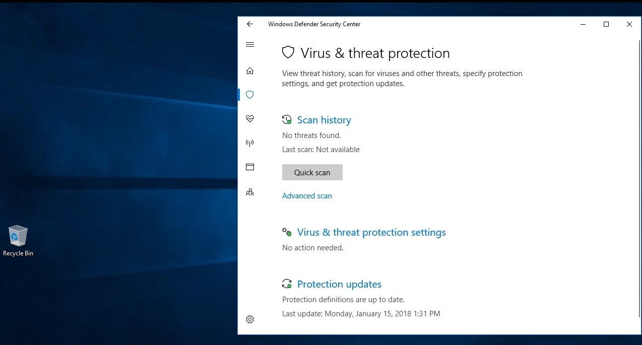 Windows Defenderは、PCが危険にさらされているかどうかを示します