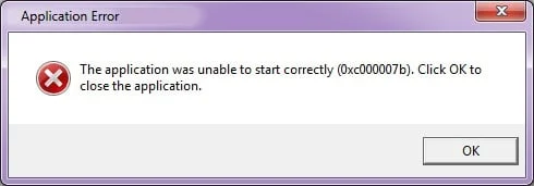 0xc000007b Eroare de aplicație