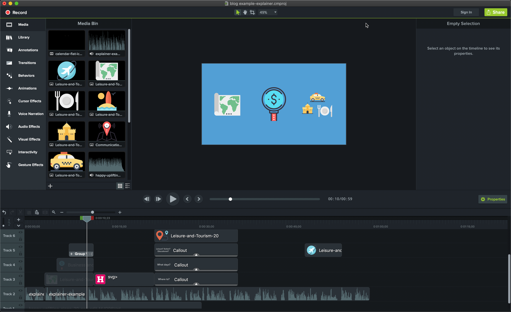 Camtasiaのアニメーション解説動画の編集メディア