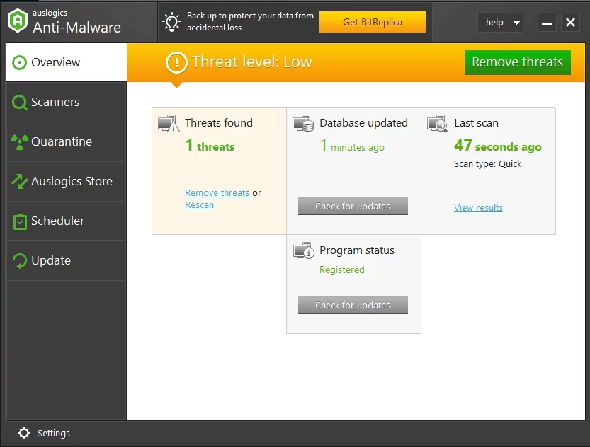 Auslogics Anti-Malwareは、コンピューターから脅威を取り除きます。