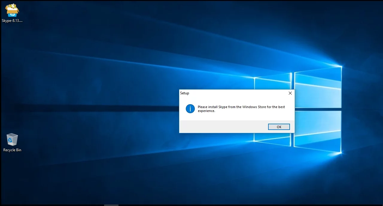 คุณสามารถได้รับแจ้งให้ติดตั้ง Skype จากร้าน Windows