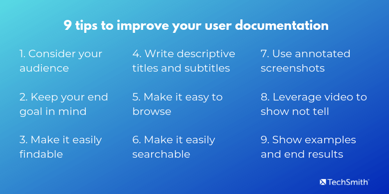 increíble lista de consejos de documentación del usuario