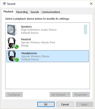 Computadora atascada en modo de auriculares en Dispositivos de reproducción