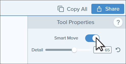 Screenshot, der zeigt, wie Sie Smart Move in Snagit aktivieren.