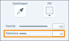 Screenshot mit dem Toleranz-Schieberegler des Füllwerkzeugs in Snagit.