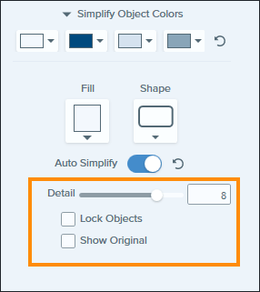 Screenshot mit Optionen im Vereinfachen-Tool in Snagit.