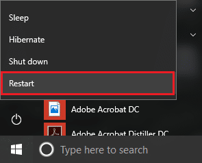 Agora pressione e segure a tecla shift no teclado e clique em Reiniciar