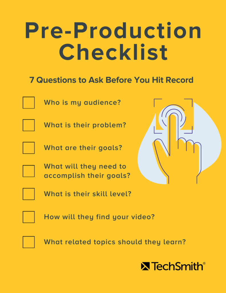 checklist de pré-produção techsmith