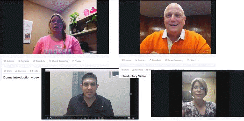 Ejemplos de videos de bienvenida de instructores que involucran a estudiantes en línea