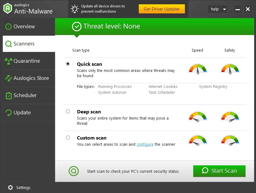 Anti-Malwareは、PCをスキャンして悪意のあるアイテムを探します。