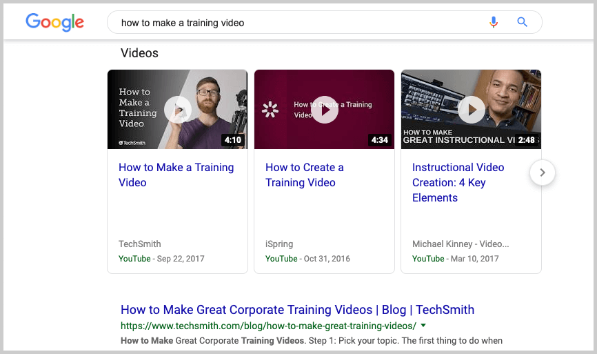 résultats vidéo google
