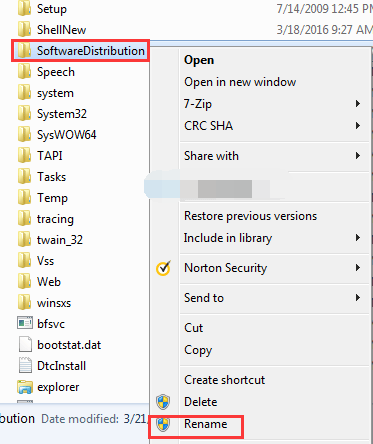Suchen Sie nach der SoftwareDistribution