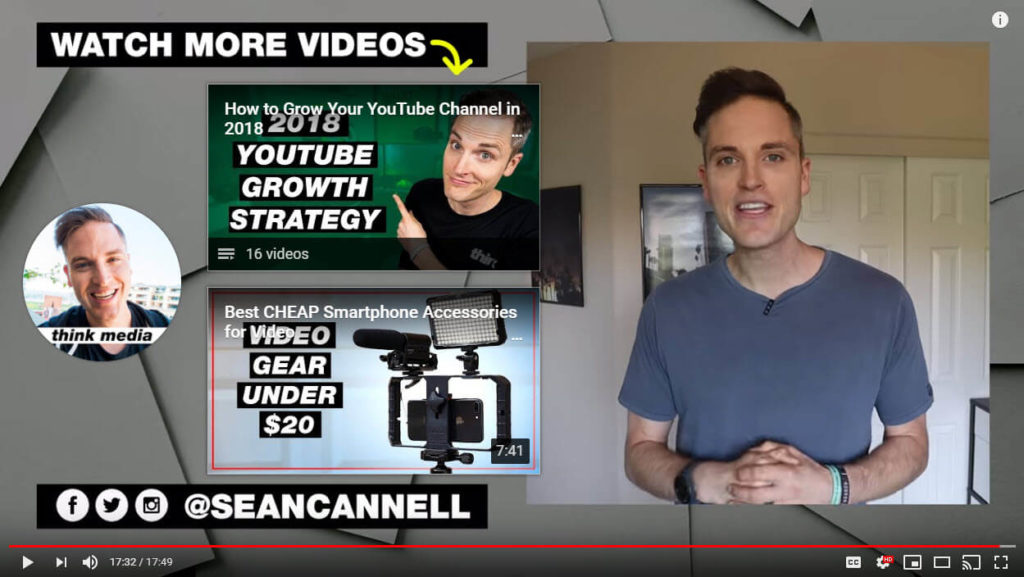 Captura de tela do outro YouTube do canal de Sean Cannell.