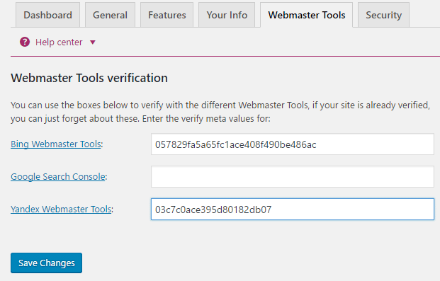 Vérification de la méta-valeur des outils pour les webmasters