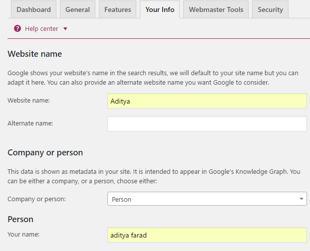 Votre onglet d'informations Yoast seo wordpress plugin