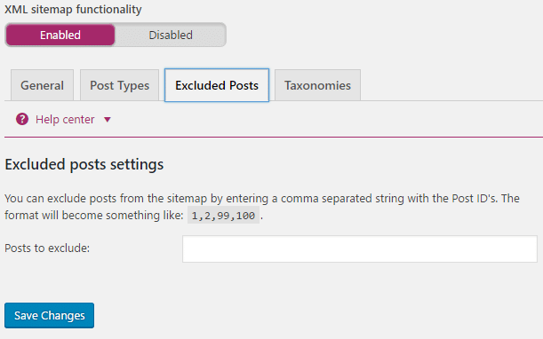 exclure les publications des sitemaps XML dans le plugin yoast seo