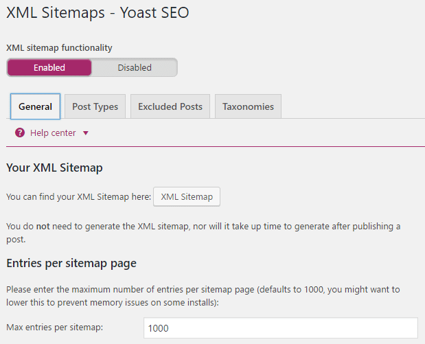 Plans de site XML Plug-in Yoast SEO