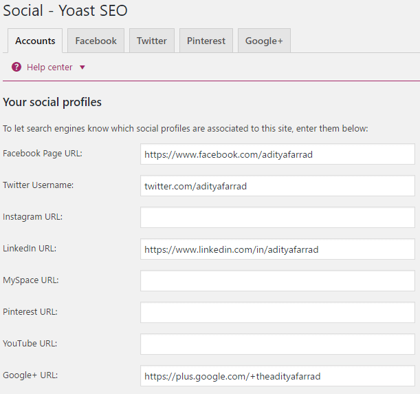 paramètres du plugin social yoast seo