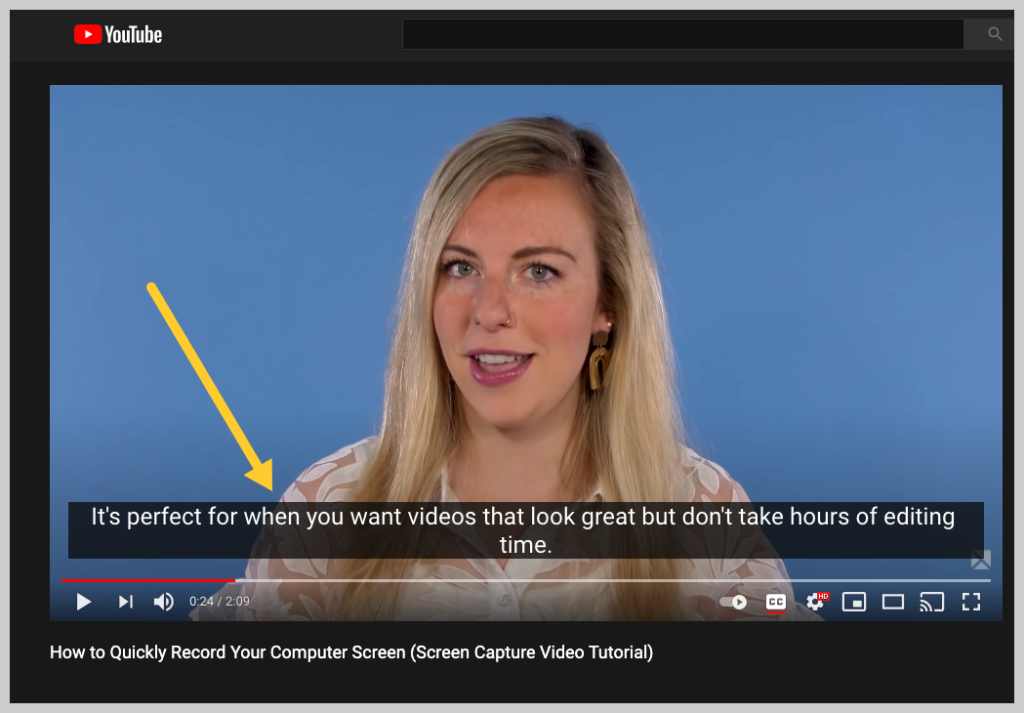 Beispiel für YouTube-Untertitel