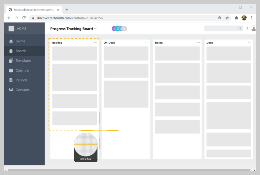 Как использовать перекрестие для выбора области записи в Snagit