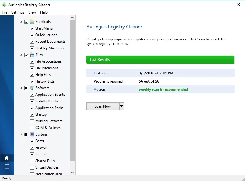 Auslogics Registry Cleanerを使用してレジストリを修正し、BSODの問題を解消します。