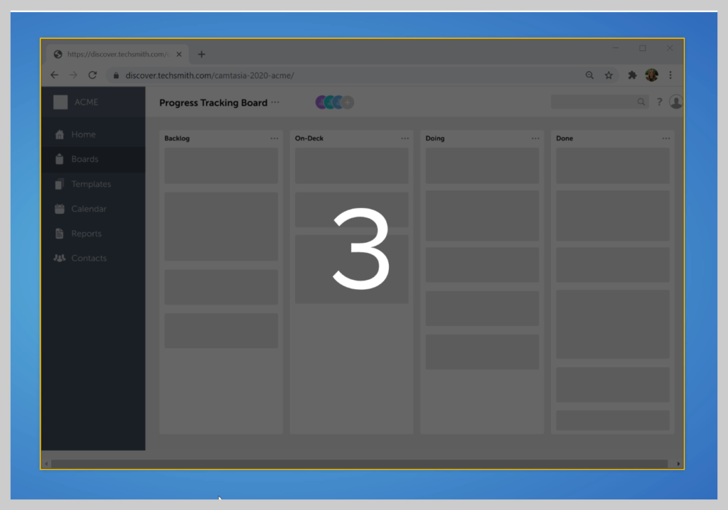 Snagit pokaże ci 3-sekundowe odliczanie przed rozpoczęciem nagrywania