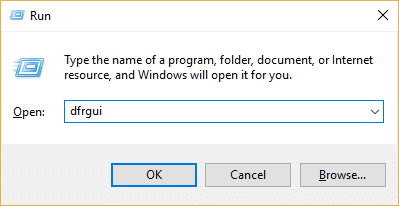 実行ウィンドウにdfrguiと入力し、Enterキーを押します