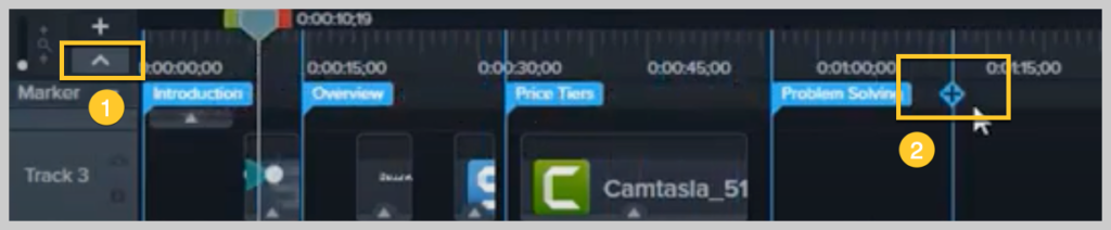 So fügen Sie in Camtasia Markierungen auf einer Zeitleiste hinzu