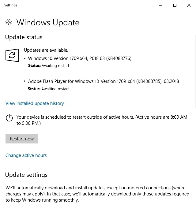 WindowsUpdateを使用してOSを更新します