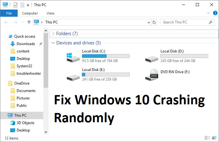 Windows10のクラッシュがランダムに発生する問題を修正
