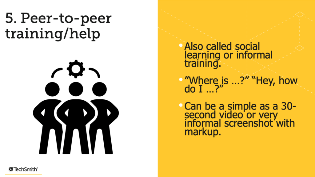 Pelatihan dan bantuan peer-to-peer.