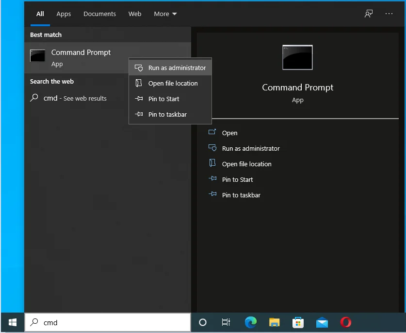 Jalankan Command Prompt sebagai administrator.