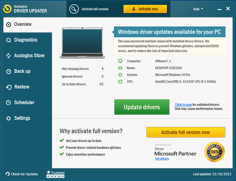 Perbarui perangkat lunak pembaru driver Anda dengan Auslogics Driver Updater.