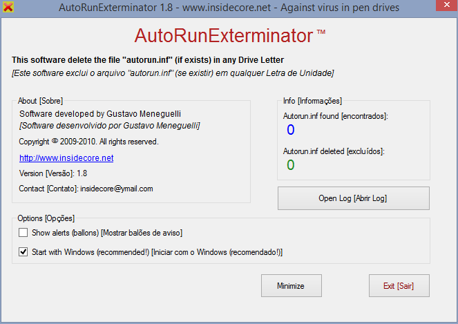 AutorunExterminatorを使用してinfファイルを削除します