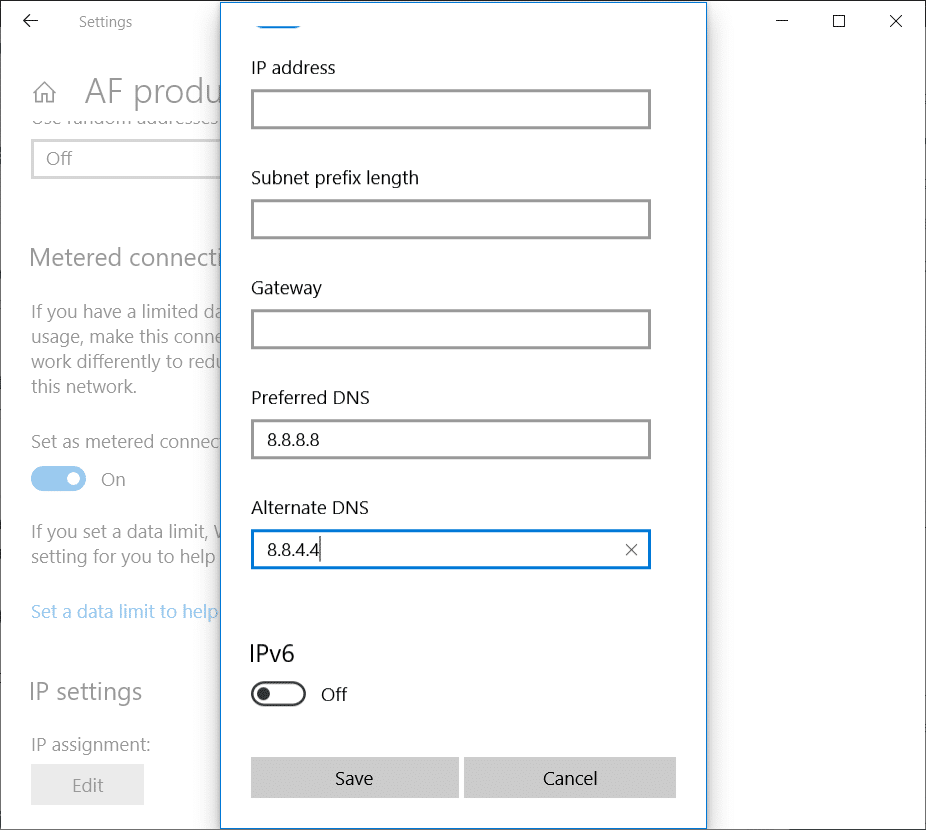 Passer à OpenDNS ou Google DNS | Réparer Impossible de se connecter au serveur proxy dans Windows 10