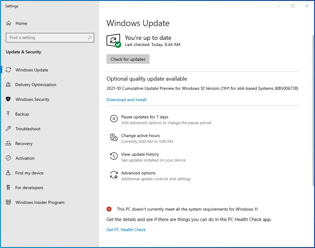 WindowsUpdate画面が表示されます。