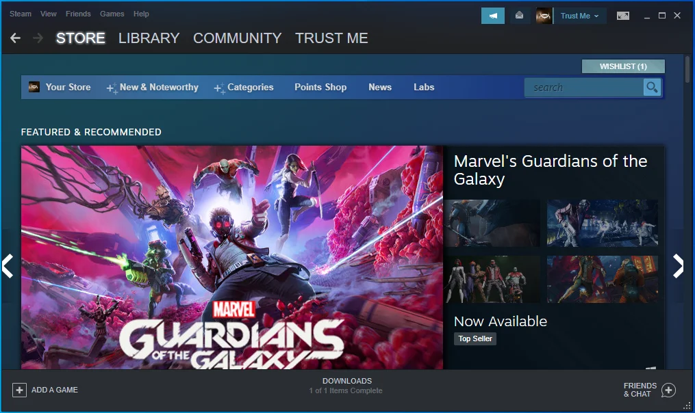 Navega hasta la parte superior de la página de inicio de Steam.