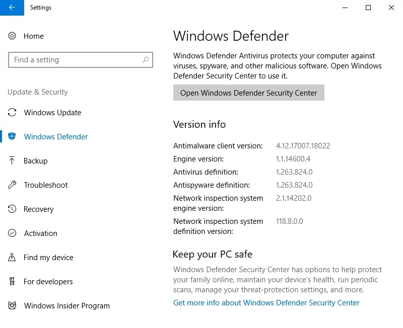 WindowsDefenderを使用してPCをスキャンしてマルウェアを検出します
