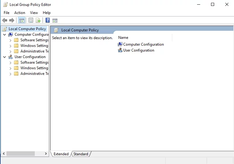 グループポリシーエディターを実行して、WindowsUpdateエラー800B0001を修正します
