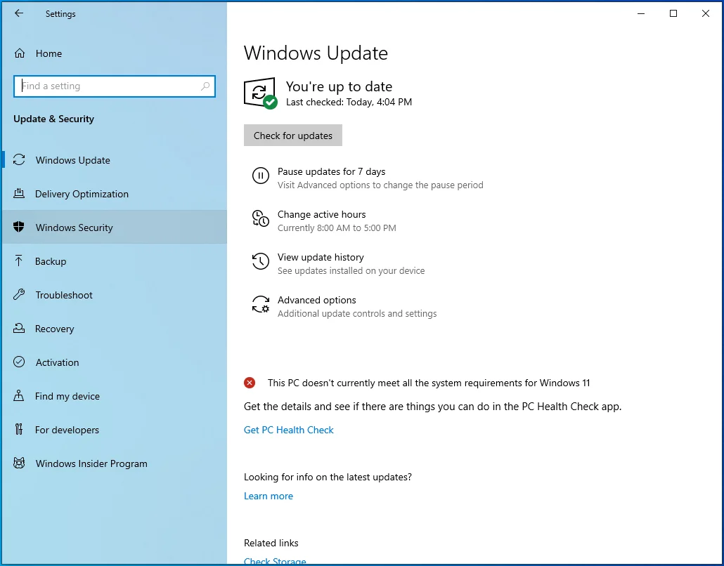 导航到 Windows 安全性。
