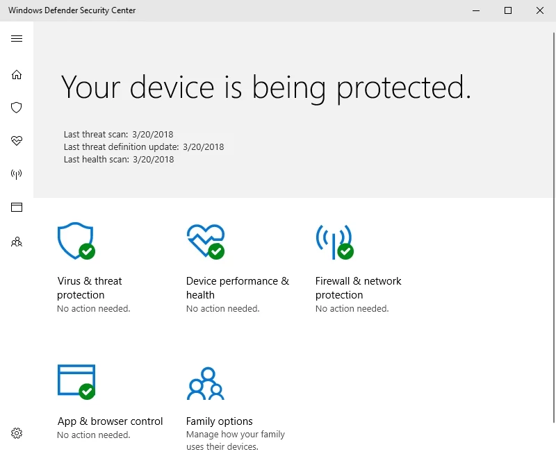 Windows DefenderはOSの一部として提供され、安全に保管します