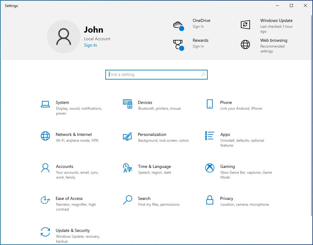 點擊 Windows 徽標鍵 + I 組合打開設置。