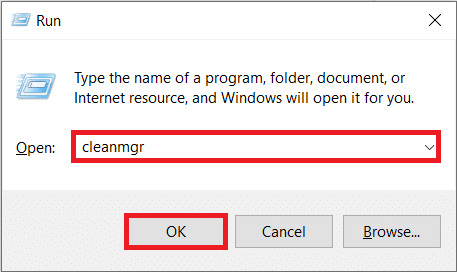 Avvia il comando Esegui, digita cleanmgr e premi Invio