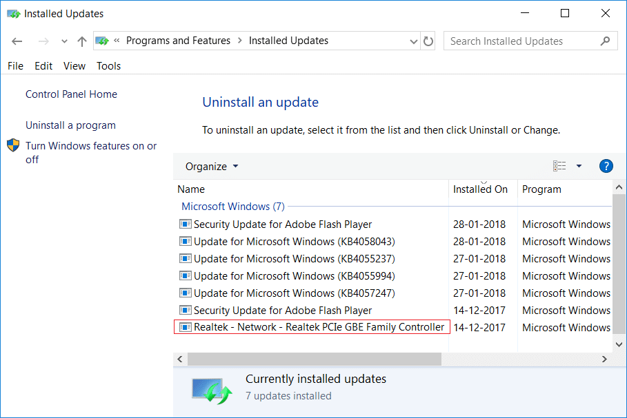 インストールに失敗するアップデートを探し、デバイス名をメモします