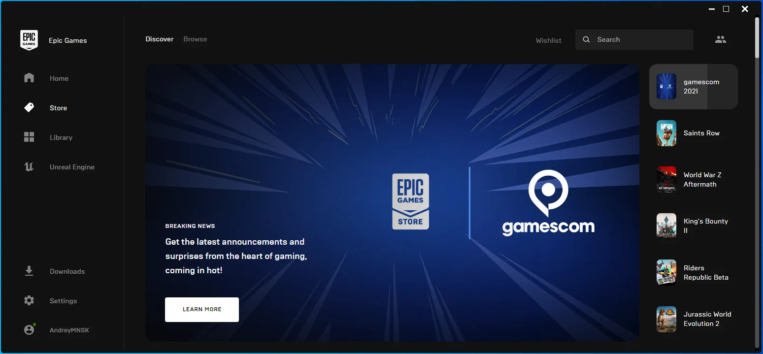 Avvia Epic Games Launcher.